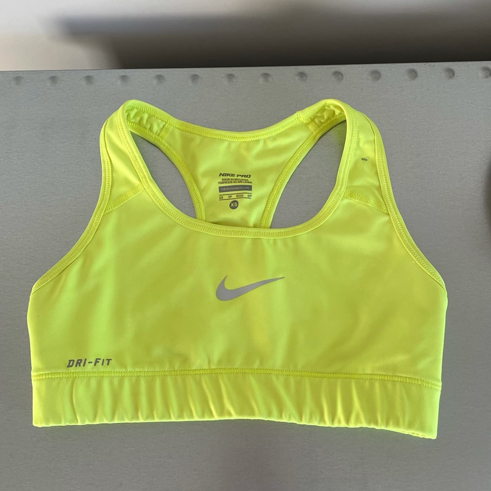 Nike bright yellow sports bra